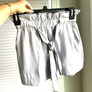 Light grey paper bag shorts